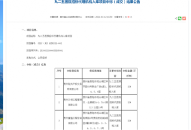 貴州陽光產(chǎn)權(quán)交易所有限公司獲選“九二五醫(yī)院招標代理機構(gòu)入庫”項目入圍